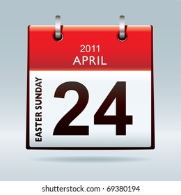 Easter Sunday calendar icon with red banner and blue background