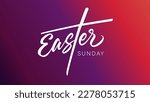 Easter Sunday calligraphy web slide. Elegant inscription, Christian typography poster. Easter card or banner template. Vector illustration