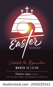 Easter Sunday, church web banner template. Christian design for Easter or Good Friday posters, flyers or stories. Vector illustration