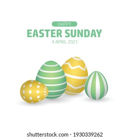 Easter sunday concept design. 4 April 2021 for Easter sunday. Egg vector illustration isolated in white.