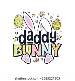 Easter Sunday daddy cute bunny design, Happy Easter Sunday cute bunny family design