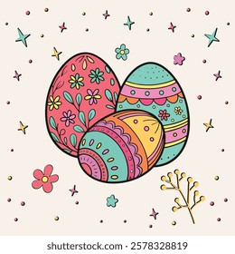 Easter Sunday decorative colorful eggs design