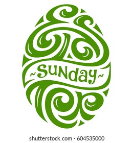 Easter Sunday hand-drawing Lettering in the Shape of Egg for Greeting Card or Party Invitation. Holiday Symbol Isolated on White Background. Vector Typography Inscription