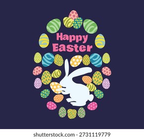 Domingo de Páscoa feliz ilustração vetor de páscoa. Bom para banner, cartaz, cartão de mensagem, cartão de festa, convite, modelo, publicidade, campanha e mídia social.