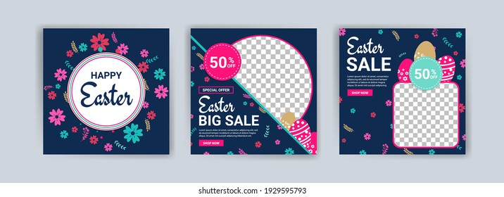 Easter Sunday - International. Social media post templates for digital marketing and sales promotion on Easter Sunday - International. holiday sales promotion ads.