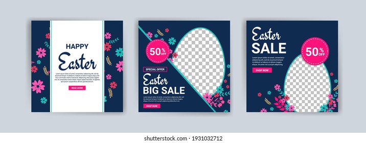 Easter Sunday - International. Social media post templates for digital marketing and sales promotion on Easter Sunday - International. holiday sales promotion ads.