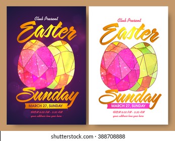 Easter Sunday Invitation Flyer design decorated with creative colourful eggs in two color options.