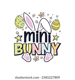 Easter Sunday mini cute bunny design, Happy Easter Sunday cute bunny family design