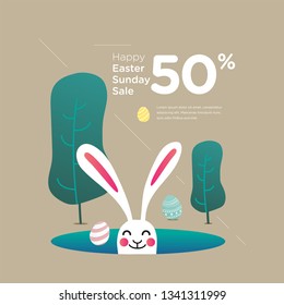 Easter Sunday Sale Instagram banner Template. Sale template or poster design with 50% discount offer for Easter celebration concept.