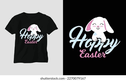 Easter Sunday T shirt vector template with bunny