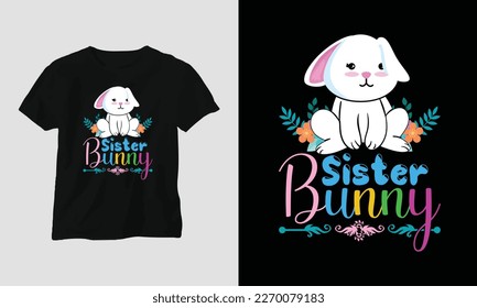 Easter Sunday T shirt vector template with bunny