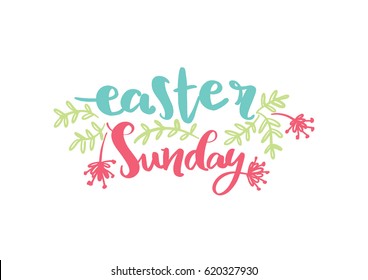 Easter Sunday text design with flower art