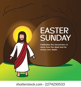 Easter Sunday tomb of Jesus vector illustration