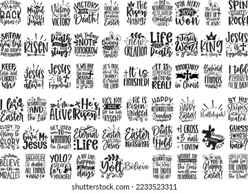 Easter SVG Bundle, Jesus Christ Resurrection, Easter Vector bundle, black and white quotes 