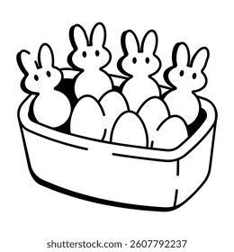 Easter sweets box icon in hand drawn style 

