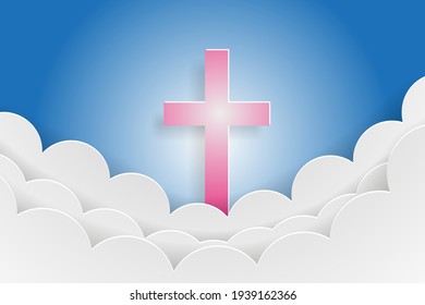Easter. The symbol of the cross with clouds and sky - the resurrection of Jesus Christ.
