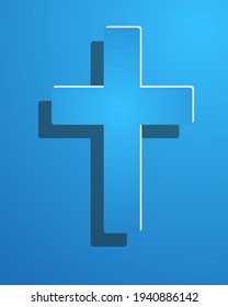 Easter. The symbol of the cross - the resurrection of Jesus Christ in blue colors