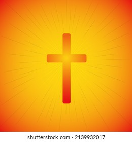 Ostern. Das Symbol des Kreuzes - die Auferstehung Jesu Christi mit Strahlen leuchten