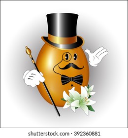 Easter symbol, egg and lilies. Vector illustration.