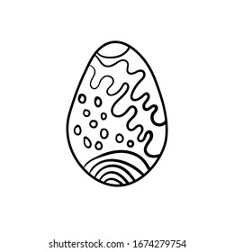 Easter symbol hand-drawn egg in doodle zenart pattern vector illustration isolated on a white background