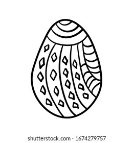 Easter symbol hand-drawn egg in doodle zenart pattern vector illustration isolated on a white background