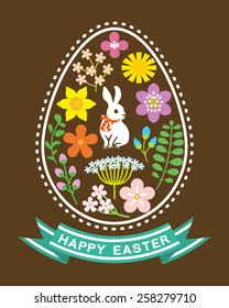 Easter Symbol Rabbit and Spring flower