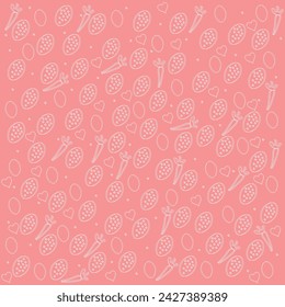 Easter symbols created with minimalist lines on a pink background