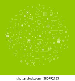 Easter symbols. Monoline style. Template of Easter icon, Easter greeting card, Easter prints and web projects.