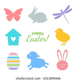 Easter symbols-icons. flat vector illustration isolated on white background