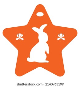 Easter tag bunny with star shape label in pastel color