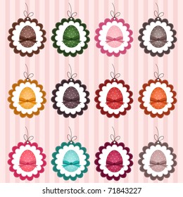Easter tags with dotted easter eggs - set