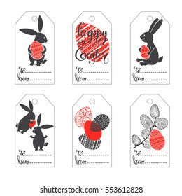 Easter tags. Hand-drawn vector festive set.