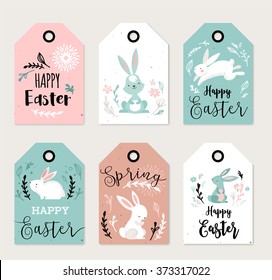 Easter tags, labels with cute banny