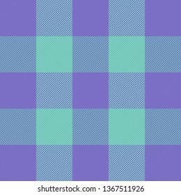Easter Tartan plaid. Scottish pattern in blue and purple cage. Scottish cage. Traditional Scottish checkered background. Seamless fabric texture. Vector illustration
