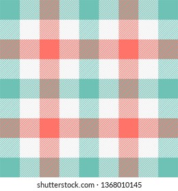 Easter Tartan plaid. Scottish pattern in red, white and green cage. Scottish cage. Traditional Scottish checkered background. Seamless fabric texture. Vector illustration