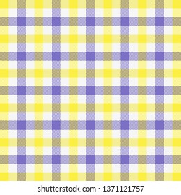 Easter Tartan plaid. Scottish pattern in yellow, violet and white cage. Scottish cage. Traditional Scottish checkered background. Seamless fabric texture. Vector illustration