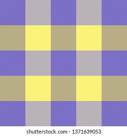 Easter Tartan plaid. Scottish pattern in yellow and violet cage. Scottish cage. Traditional Scottish checkered background. Seamless fabric texture. Vector illustration