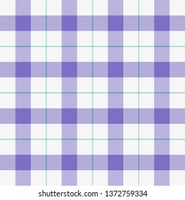 Easter Tartan plaid. Scottish pattern in white, green and violet cage. Scottish cage. Traditional Scottish checkered background. Seamless fabric texture. Vector illustration