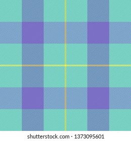 Easter Tartan plaid. Scottish pattern in green, yellow and violet cage. Scottish cage. Traditional Scottish checkered background. Seamless fabric texture. Vector illustration