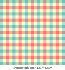 Easter Tartan plaid. Scottish pattern in green, red and yellow cage. Scottish cage. Traditional Scottish checkered background. Seamless fabric texture. Vector illustration