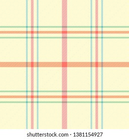 Easter Tartan plaid. Scottish pattern in red, yeiiow and green cage. Scottish cage. Traditional Scottish checkered background. Seamless fabric texture. Vector illustration