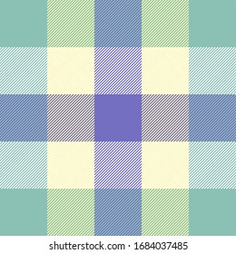 Pascua Tartán chapado. Patrón escocés en jaula azul, violeta y amarilla. Jaula escocesa. Fondo tradicional escocés a cuadros. Textura de tela sin fisuras. Ilustración del vector
