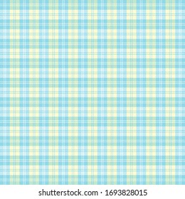 Easter Tartan plaid. Scottish pattern in yellow and blue cage. Scottish cage. Traditional Scottish checkered background. Seamless fabric texture. Vector illustration