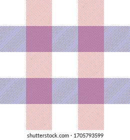 Pascua Tartán chapado. Patrón escocés en jaula violeta, roja y blanca. Jaula escocesa. Fondo tradicional escocés a cuadros. Textura de tela sin fisuras. Ilustración del vector