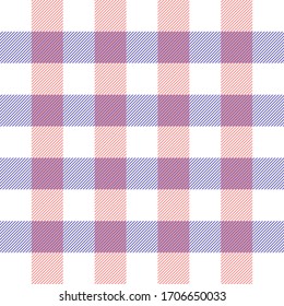 Easter Tartan plaid. Scottish pattern in violet, red and white cage. Scottish cage. Traditional Scottish checkered background. Fabric texture. Vector illustration