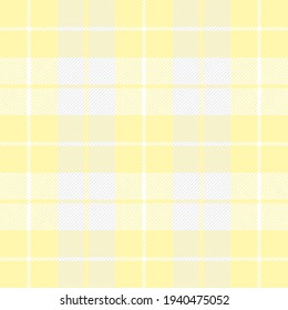 Easter Tartan plaid. Scottish pattern in yellow and white cage. Scottish cage. Traditional Scottish checkered background. Seamless fabric texture. Vector illustration