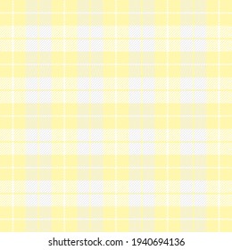 Easter Tartan plaid. Scottish pattern in yellow and white cage. Scottish cage. Traditional Scottish checkered background. Seamless fabric texture. Vector illustration
