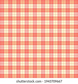 Easter Tartan plaid. Scottish pattern in red and yellow cage. Scottish cage. Traditional Scottish checkered background. Seamless fabric texture. Vector illustration