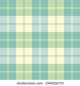 Easter Tartan plaid. Scottish pattern in green and yellow cage. Scottish cage. Traditional Scottish checkered background. Seamless fabric texture. Vector illustration