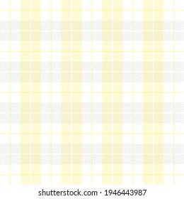 Easter Tartan plaid. Scottish pattern in white and yellow cage. Scottish cage. Traditional Scottish checkered background. Seamless fabric texture. Vector illustration